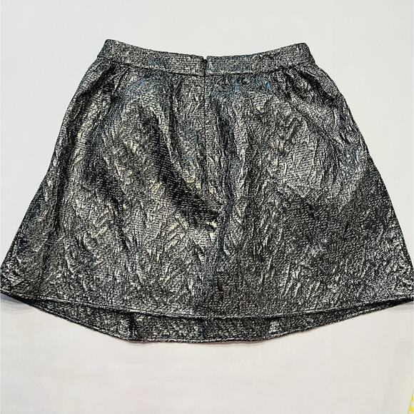 Bebe Women’s Small Metallic Silver Foil A-Line Skirt (A0127) - Picture 3 of 4